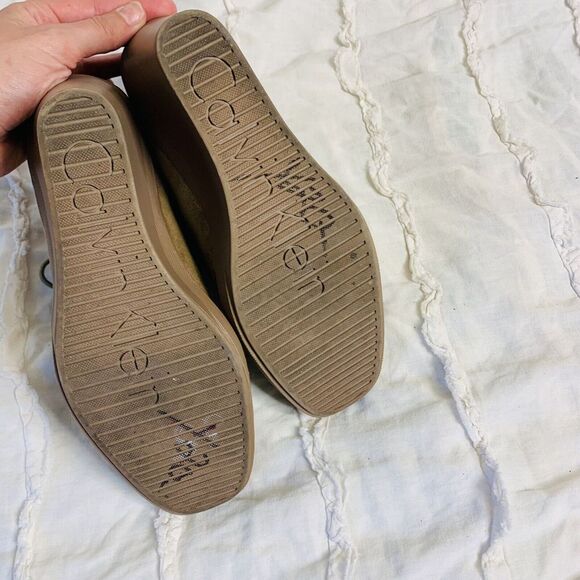 Calvin Klein (8) Penelope Wedge Booties Womens Tan Suede Lace-Up Ankle - Picture 7 of 9